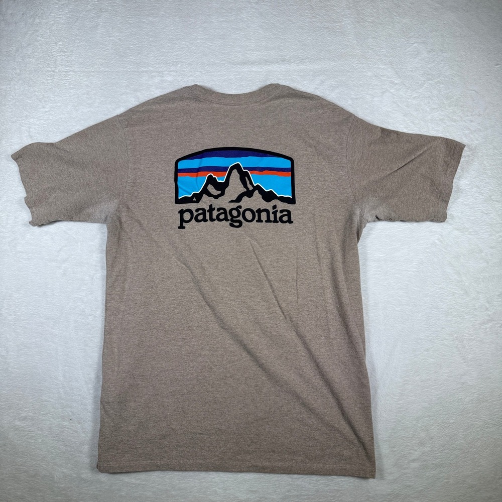 Patagonia Responsibili Tee T Shirt Mens Small Regular Fit Tan Short Sleeve - Picture 2 of 7